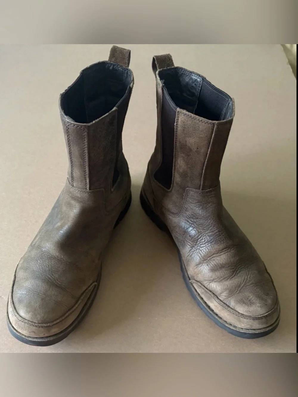 Ugg Herrick Chelsea Boots Mens Brown Leather Rugged Casual Pull On Ankle 11.5